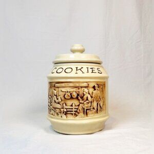 Vintage McCoy Frontier Family Beige Brown Ceramic Cookie Jar